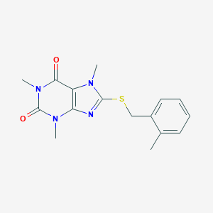 molecular formula C16H18N4O2S B314285 1,3,7-Trimethyl-8-(2-methyl-benzylsulfanyl)-3,7-dihydro-purine-2,6-dione 