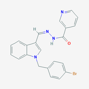 molecular formula C22H17BrN4O B314298 N'-{[1-(4-bromobenzyl)-1H-indol-3-yl]methylene}nicotinohydrazide 