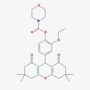 molecular formula C30H37NO7 B314300 2-ethoxy-4-(3,3,6,6-tetramethyl-1,8-dioxo-2,3,4,5,6,7,8,9-octahydro-1H-xanthen-9-yl)phenyl morpholine-4-carboxylate 