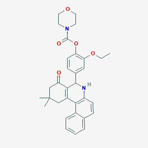 molecular formula C32H34N2O5 B314301 4-(2,2-Dimethyl-4-oxo-1,2,3,4,5,6-hexahydrobenzo[a]phenanthridin-5-yl)-2-ethoxyphenyl morpholine-4-carboxylate 