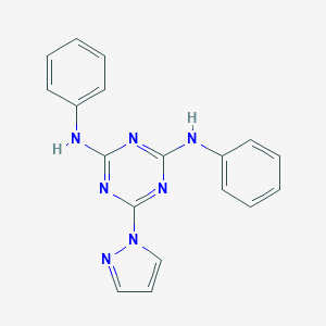 molecular formula C18H15N7 B314302 N~2~,N~4~-diphenyl-6-(1H-pyrazol-1-yl)-1,3,5-triazine-2,4-diamine 