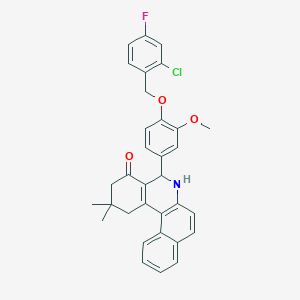 molecular formula C33H29ClFNO3 B314309 5-{4-[(2-chloro-4-fluorobenzyl)oxy]-3-methoxyphenyl}-2,2-dimethyl-2,3,5,6-tetrahydrobenzo[a]phenanthridin-4(1H)-one 