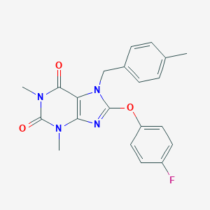 molecular formula C21H19FN4O3 B314325 8-(4-fluorophenoxy)-1,3-dimethyl-7-(4-methylbenzyl)-3,7-dihydro-1H-purine-2,6-dione 