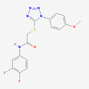 molecular formula C16H13F2N5O2S B314327 N-(3,4-difluorophenyl)-2-{[1-(4-methoxyphenyl)-1H-tetraazol-5-yl]sulfanyl}acetamide 