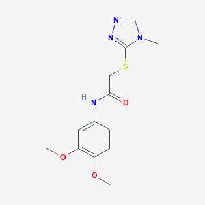 molecular formula C13H16N4O3S B314328 N-(3,4-dimethoxyphenyl)-2-[(4-methyl-4H-1,2,4-triazol-3-yl)sulfanyl]acetamide 