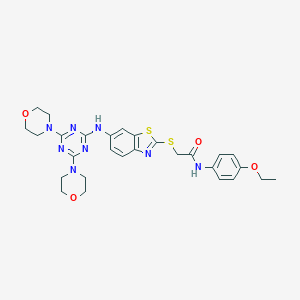 molecular formula C28H32N8O4S2 B314345 2-(6-(4,6-dimorpholino-1,3,5-triazin-2-ylamino)benzo[d]thiazol-2-ylthio)-N-(4-ethoxyphenyl)acetamide 