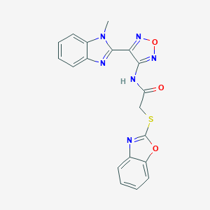 molecular formula C19H14N6O3S B314351 2-(1,3-benzoxazol-2-ylsulfanyl)-N-[4-(1-methyl-1H-benzimidazol-2-yl)-1,2,5-oxadiazol-3-yl]acetamide 