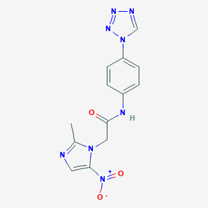 molecular formula C13H12N8O3 B314353 2-(2-methyl-5-nitro-1H-imidazol-1-yl)-N-[4-(1H-tetrazol-1-yl)phenyl]acetamide 