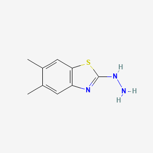 molecular formula C9H11N3S B3143614 2-Hydrazinyl-5,6-dimethylbenzo[d]thiazole CAS No. 53065-22-8