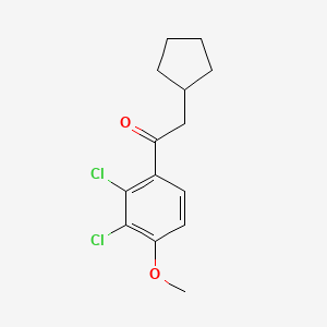 molecular formula C14H16Cl2O2 B3143638 2-Cyclopentyl-1-(2,3-dichloro-4-methoxyphenyl)ethanone CAS No. 53107-56-5