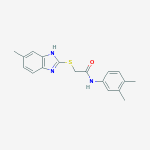 molecular formula C18H19N3OS B314365 N-(3,4-dimethylphenyl)-2-[(5-methyl-1H-benzimidazol-2-yl)sulfanyl]acetamide 