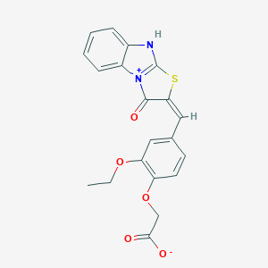 molecular formula C20H16N2O5S B314375 2-[2-ethoxy-4-[(E)-(1-oxo-4H-[1,3]thiazolo[3,2-a]benzimidazol-9-ium-2-ylidene)methyl]phenoxy]acetate 