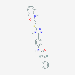 molecular formula C28H27N5O2S B314379 N-[4-(5-{[2-(2,6-dimethylanilino)-2-oxoethyl]sulfanyl}-4-methyl-4H-1,2,4-triazol-3-yl)phenyl]-3-phenylacrylamide 
