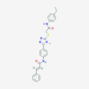 molecular formula C28H27N5O2S B314380 N-[4-(5-{[2-(4-ethylanilino)-2-oxoethyl]sulfanyl}-4-methyl-4H-1,2,4-triazol-3-yl)phenyl]-3-phenylacrylamide 