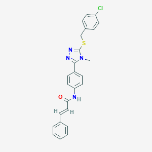 molecular formula C25H21ClN4OS B314382 N-(4-{5-[(4-chlorobenzyl)sulfanyl]-4-methyl-4H-1,2,4-triazol-3-yl}phenyl)-3-phenylacrylamide 