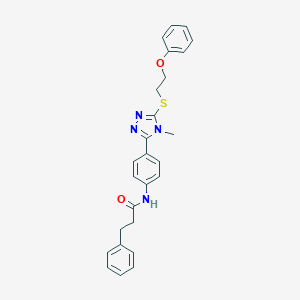 molecular formula C26H26N4O2S B314385 N-[4-[4-methyl-5-(2-phenoxyethylsulfanyl)-1,2,4-triazol-3-yl]phenyl]-3-phenylpropanamide 
