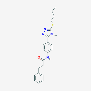 molecular formula C22H26N4OS B314386 N-{4-[5-(butylsulfanyl)-4-methyl-4H-1,2,4-triazol-3-yl]phenyl}-3-phenylpropanamide 