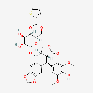 (5aR,8aR,9R)-5-[[(4aR,7R,8R,8aS)-7,8-dihydroxy-2-thiophen-2-yl-4,4a,6,7,8,8a-hexahydropyrano[3,2-d][1,3]dioxin-6-yl]oxy]-9-(4-hydroxy-3,5-dimethoxyphenyl)-5a,6,8a,9-tetrahydro-5H-[2]benzofuro[6,5-f][1,3]benzodioxol-8-one