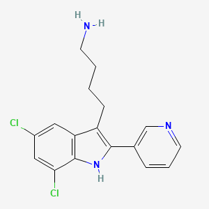 molecular formula C17H17Cl2N3 B3143947 4-(5,7-Dichloro-2-pyridin-3-YL-1H-indol-3-YL)-butan-1-amine CAS No. 540464-76-4