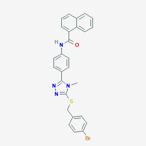molecular formula C27H21BrN4OS B314399 N-(4-{5-[(4-bromobenzyl)sulfanyl]-4-methyl-4H-1,2,4-triazol-3-yl}phenyl)-1-naphthamide 