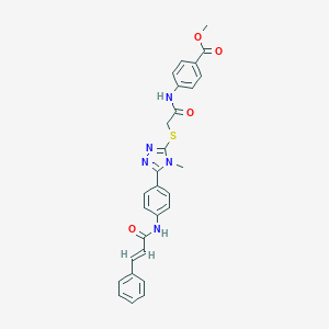 molecular formula C28H25N5O4S B314400 methyl 4-{[({5-[4-(cinnamoylamino)phenyl]-4-methyl-4H-1,2,4-triazol-3-yl}sulfanyl)acetyl]amino}benzoate 