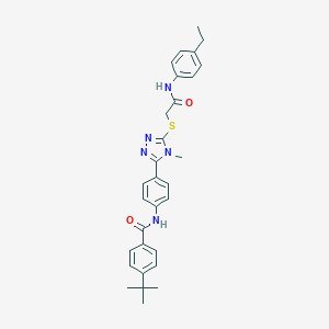 molecular formula C30H33N5O2S B314409 4-tert-butyl-N-[4-(5-{[2-(4-ethylanilino)-2-oxoethyl]sulfanyl}-4-methyl-4H-1,2,4-triazol-3-yl)phenyl]benzamide 