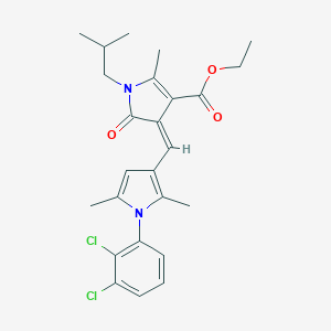 molecular formula C25H28Cl2N2O3 B314420 ethyl 4-{[1-(2,3-dichlorophenyl)-2,5-dimethyl-1H-pyrrol-3-yl]methylene}-1-isobutyl-2-methyl-5-oxo-4,5-dihydro-1H-pyrrole-3-carboxylate 