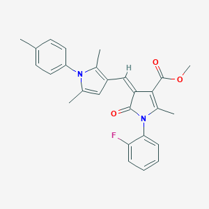 molecular formula C27H25FN2O3 B314423 methyl (4Z)-4-{[2,5-dimethyl-1-(4-methylphenyl)-1H-pyrrol-3-yl]methylidene}-1-(2-fluorophenyl)-2-methyl-5-oxo-4,5-dihydro-1H-pyrrole-3-carboxylate 