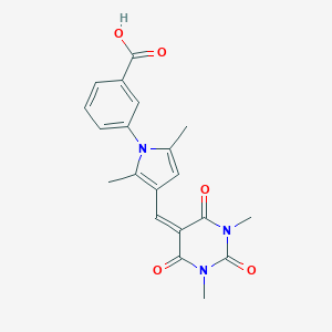 molecular formula C20H19N3O5 B314435 3-{3-[(1,3-dimethyl-2,4,6-trioxotetrahydropyrimidin-5(2H)-ylidene)methyl]-2,5-dimethyl-1H-pyrrol-1-yl}benzoic acid 
