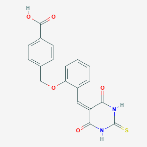 molecular formula C19H14N2O5S B314438 4-({2-[(4,6-dioxo-2-thioxotetrahydro-5(2H)-pyrimidinylidene)methyl]phenoxy}methyl)benzoic acid 