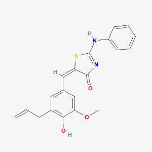 (5E)-2-anilino-5-[(4-hydroxy-3-methoxy-5-prop-2-enylphenyl)methylidene]-1,3-thiazol-4-one