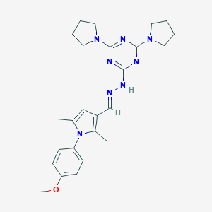 molecular formula C25H32N8O B314441 1-(4-methoxyphenyl)-2,5-dimethyl-1H-pyrrole-3-carbaldehyde [4,6-di(1-pyrrolidinyl)-1,3,5-triazin-2-yl]hydrazone 