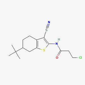 molecular formula C16H21ClN2OS B3144426 N-(6-tert-Butyl-3-cyano-4,5,6,7-tetrahydro-1-benzothien-2-yl)-3-chloropropanamide CAS No. 551924-38-0