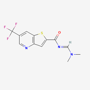 molecular formula C12H10F3N3OS B3144428 N-[(Z)-(dimethylamino)methylidene]-6-(trifluoromethyl)thieno[3,2-b]pyridine-2-carboxamide CAS No. 551930-52-0