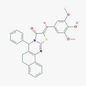molecular formula C29H24N2O4S B314446 (14Z)-14-[(4-hydroxy-3,5-dimethoxyphenyl)methylidene]-11-phenyl-15-thia-12,17-diazatetracyclo[8.7.0.02,7.012,16]heptadeca-1(10),2,4,6,16-pentaen-13-one 