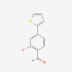 molecular formula C11H7FOS B3144509 2-Fluoro-4-(thiophen-2-yl)benzaldehyde CAS No. 552845-73-5