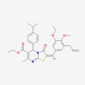 molecular formula C32H36N2O5S B314454 ethyl 2-(3-allyl-5-ethoxy-4-methoxybenzylidene)-5-(4-isopropylphenyl)-7-methyl-3-oxo-2,3-dihydro-5H-[1,3]thiazolo[3,2-a]pyrimidine-6-carboxylate 