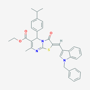 molecular formula C35H33N3O3S B314458 ethyl 2-[(1-benzyl-1H-indol-3-yl)methylene]-5-(4-isopropylphenyl)-7-methyl-3-oxo-2,3-dihydro-5H-[1,3]thiazolo[3,2-a]pyrimidine-6-carboxylate 