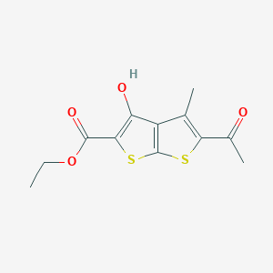 molecular formula C12H12O4S2 B3144601 Ethyl 5-acetyl-3-hydroxy-4-methylthieno[2,3-b]thiophene-2-carboxylate CAS No. 555154-27-3