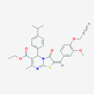 molecular formula C30H30N2O5S B314469 ethyl 5-(4-isopropylphenyl)-2-[3-methoxy-4-(2-propynyloxy)benzylidene]-7-methyl-3-oxo-2,3-dihydro-5H-[1,3]thiazolo[3,2-a]pyrimidine-6-carboxylate 