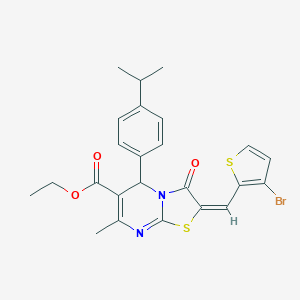molecular formula C24H23BrN2O3S2 B314474 ethyl 2-[(3-bromo-2-thienyl)methylene]-5-(4-isopropylphenyl)-7-methyl-3-oxo-2,3-dihydro-5H-[1,3]thiazolo[3,2-a]pyrimidine-6-carboxylate 
