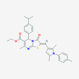 molecular formula C33H35N3O3S B314479 ethyl 2-{[2,5-dimethyl-1-(4-methylphenyl)-1H-pyrrol-3-yl]methylene}-5-(4-isopropylphenyl)-7-methyl-3-oxo-2,3-dihydro-5H-[1,3]thiazolo[3,2-a]pyrimidine-6-carboxylate 