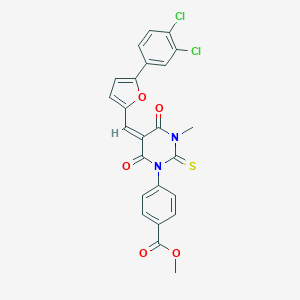 molecular formula C24H16Cl2N2O5S B314483 methyl 4-(5-{[5-(3,4-dichlorophenyl)-2-furyl]methylene}-3-methyl-4,6-dioxo-2-thioxotetrahydro-1(2H)-pyrimidinyl)benzoate 