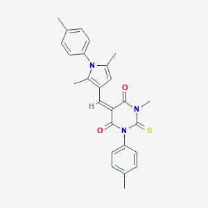 molecular formula C26H25N3O2S B314489 (5E)-5-{[2,5-dimethyl-1-(4-methylphenyl)-1H-pyrrol-3-yl]methylidene}-1-methyl-3-(4-methylphenyl)-2-thioxodihydropyrimidine-4,6(1H,5H)-dione 