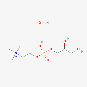 molecular formula C8H22NO7P B3144916 2-[2,3-Dihydroxypropoxy(hydroxy)phosphoryl]oxyethyl-trimethylazanium;hydroxide CAS No. 563-23-5