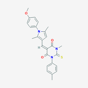 molecular formula C26H25N3O3S B314492 5-{[1-(4-methoxyphenyl)-2,5-dimethyl-1H-pyrrol-3-yl]methylene}-1-methyl-3-(4-methylphenyl)-2-thioxodihydro-4,6(1H,5H)-pyrimidinedione 