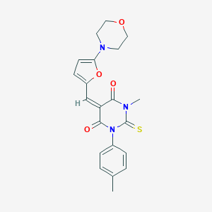 molecular formula C21H21N3O4S B314495 1-methyl-3-(4-methylphenyl)-5-{[5-(4-morpholinyl)-2-furyl]methylene}-2-thioxodihydro-4,6(1H,5H)-pyrimidinedione 