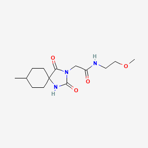 molecular formula C14H23N3O4 B3144979 N-(2-methoxyethyl)-2-(8-methyl-2,4-dioxo-1,3-diazaspiro[4.5]dec-3-yl)acetamide CAS No. 565218-12-4