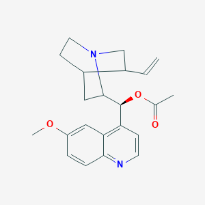 molecular formula C22H26N2O3 B3145071 [(S)-(5-ethenyl-1-azabicyclo[2.2.2]octan-2-yl)-(6-methoxyquinolin-4-yl)methyl] acetate CAS No. 56652-53-0