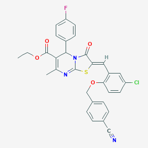 molecular formula C31H23ClFN3O4S B314520 ethyl 2-{5-chloro-2-[(4-cyanobenzyl)oxy]benzylidene}-5-(4-fluorophenyl)-7-methyl-3-oxo-2,3-dihydro-5H-[1,3]thiazolo[3,2-a]pyrimidine-6-carboxylate 